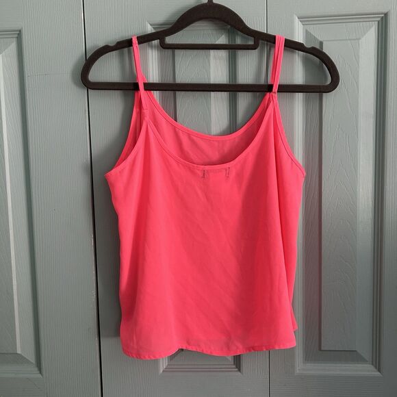 Wet Seal Pink Chiffon Cropped Tank Top Medium Rave Neon Flowy Adjustable Strap - Picture 5 of 9